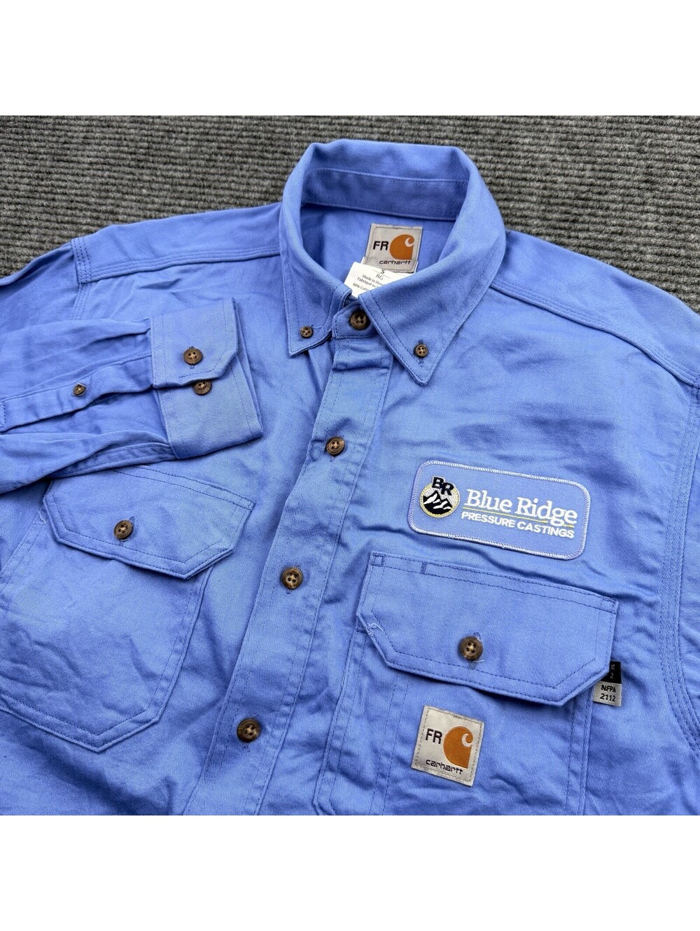Carhartt Fire Resistant Industrial Work Shirt Men’s Size Small Baby Blue NFPA